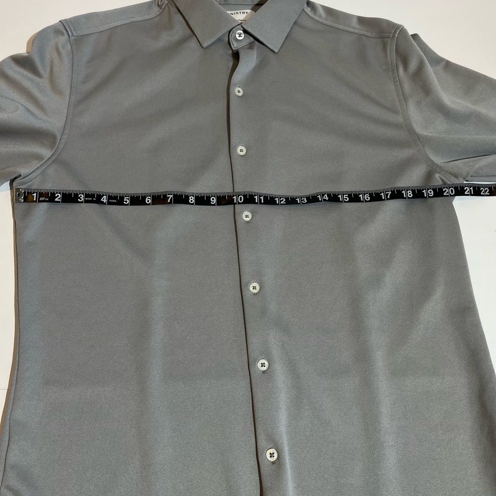 Ministry Of Supply Shirt Men's Large Gray Casual Slim Fit Button Up Preppy - Picture 6 of 9